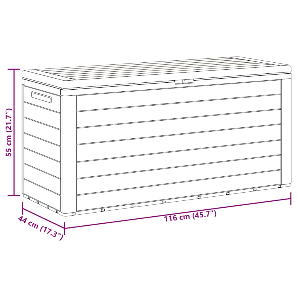 Baule da Giardino Marrone 116x44x55 cm