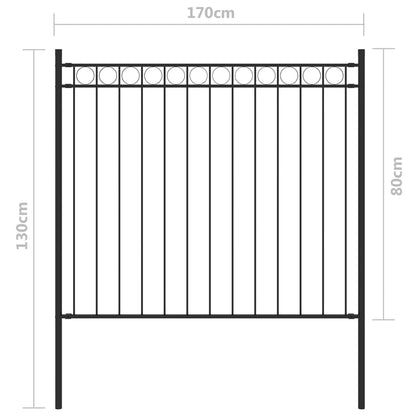 Recinzione da Giardino in Acciaio 1,7x0,8 m Nero