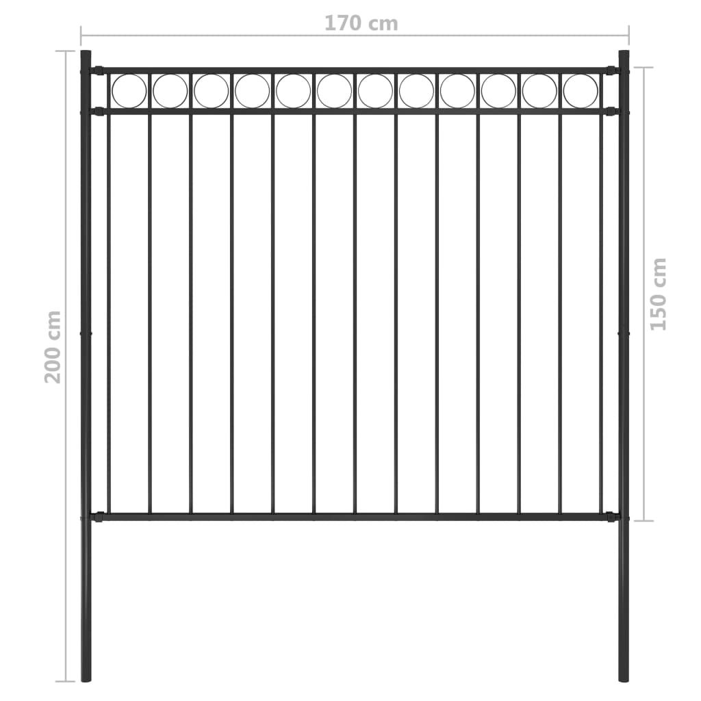 Recinzione da Giardino in Acciaio 1,7x1,5 m Nera - homemem39