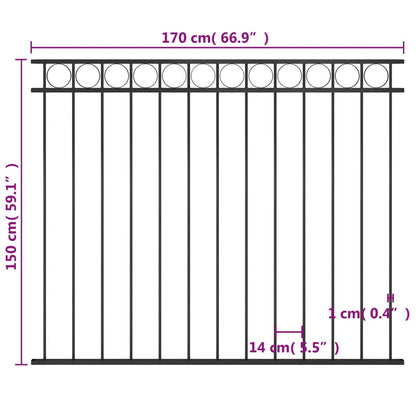 Pannello di Recinzione in Acciaio 1,7x1,5 m Nero - homemem39