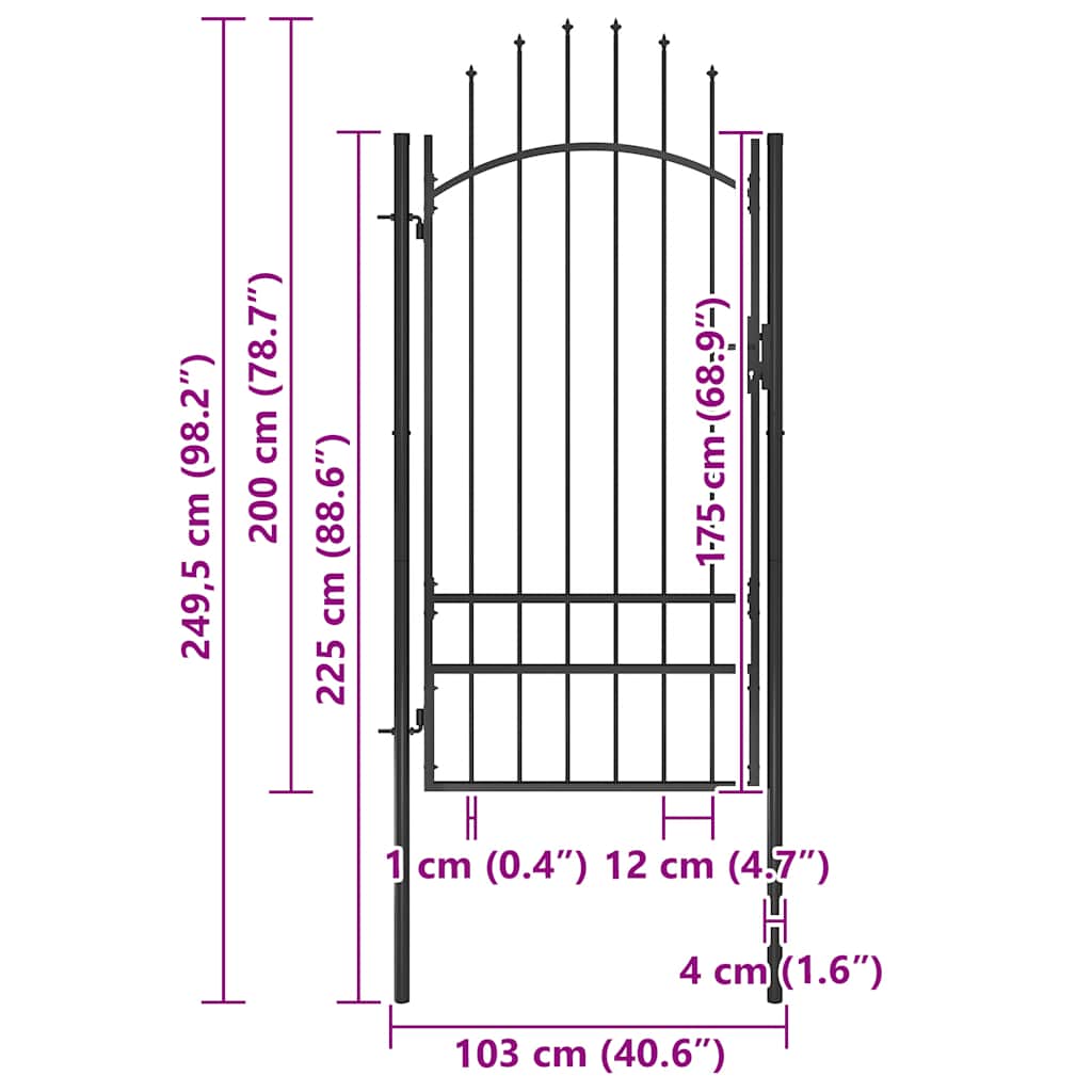 Cancello da Giardino Woerden in Acciaio 1x2 m Nero | homemem39