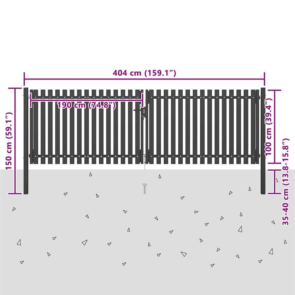 Cancello per Recinzione da Giardino in Acciaio 400x100 cm Antracite | homemem39
