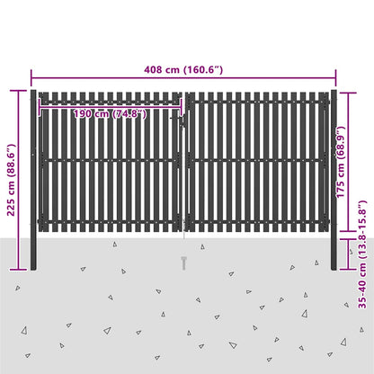 Cancello per Recinzione da Giardino in Acciaio 400x175 cm Antracite | homemem39