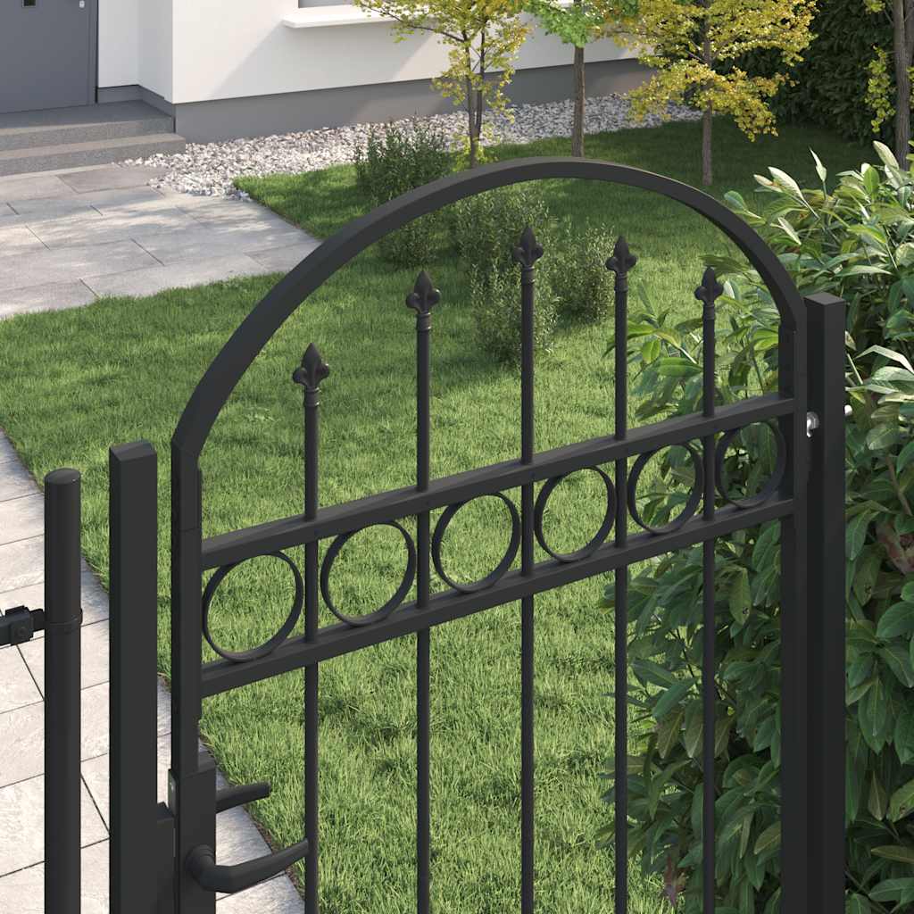 Cancello per recinzione ASSEN con parte superiore ad arco in acciaio 102x200 cm Nero | homemem39