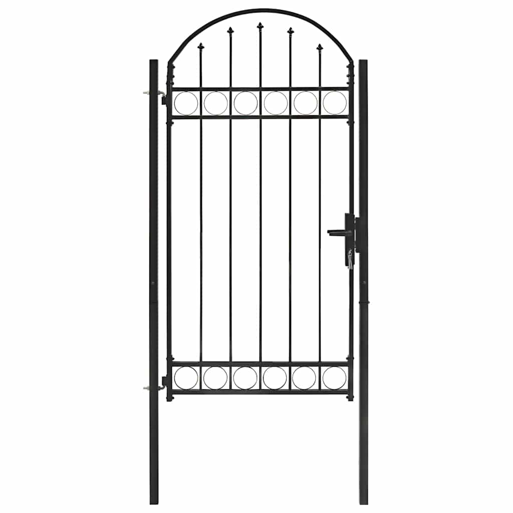 Cancello per recinzione ASSEN con parte superiore ad arco in acciaio 102x200 cm Nero | homemem39