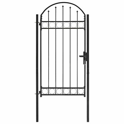 Cancello per recinzione ASSEN con parte superiore ad arco in acciaio 102x200 cm Nero | homemem39