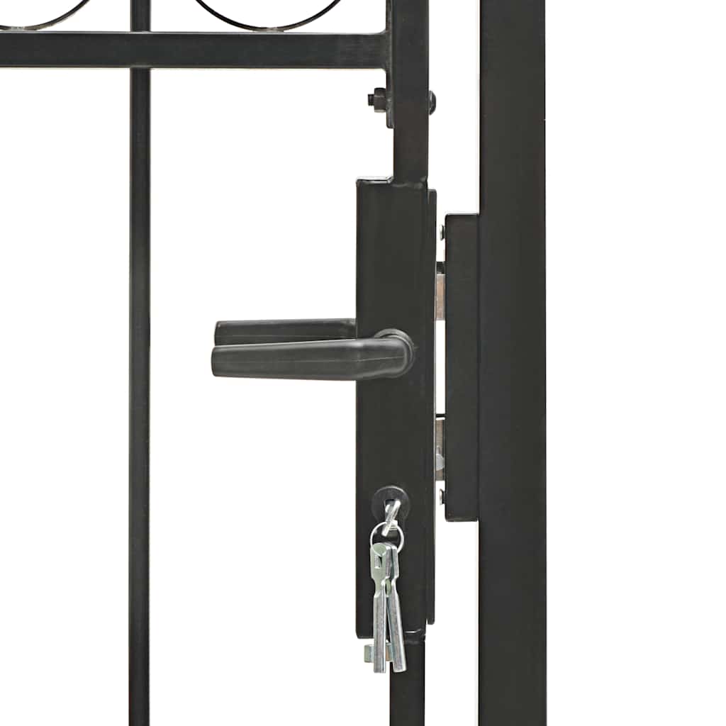 Cancello per recinzione ASSEN con parte superiore ad arco in acciaio 102x200 cm Nero | homemem39