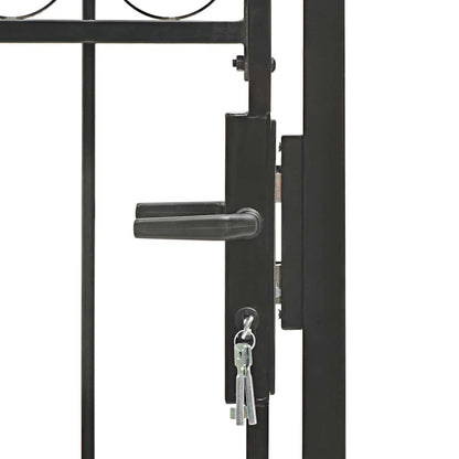 Cancello per recinzione ASSEN con parte superiore ad arco in acciaio 102x200 cm Nero | homemem39