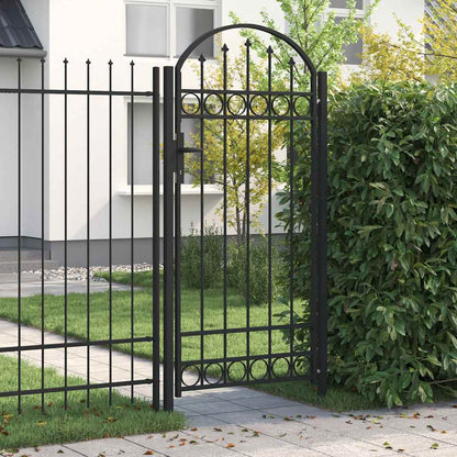 Cancello per recinzione ASSEN con parte superiore ad arco in acciaio 102x200 cm Nero | homemem39