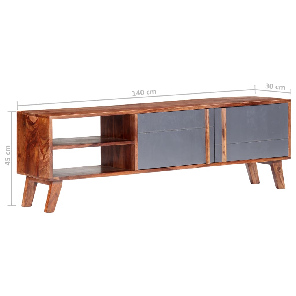 Mobile Porta TV Grigio 140x30x45 cm in Legno Massello | homemem39