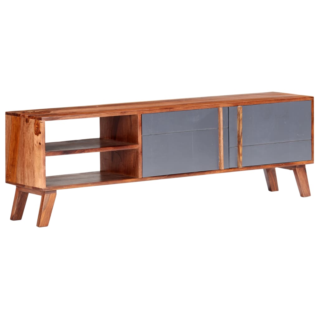 Mobile Porta TV Grigio 140x30x45 cm in Legno Massello - homemem39