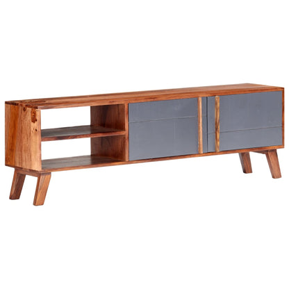 Mobile Porta TV Grigio 140x30x45 cm in Legno Massello - homemem39