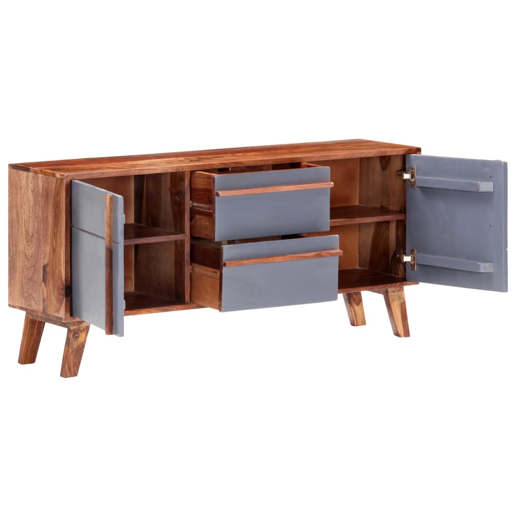 Credenza Grigia 120x30x55 cm in Legno Massello - homemem39