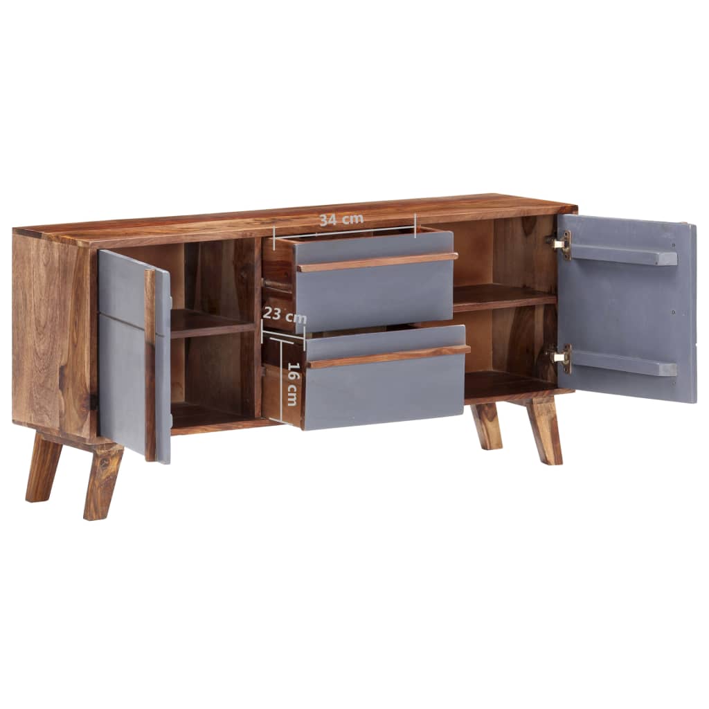 Credenza Grigia 120x30x55 cm in Legno Massello - homemem39