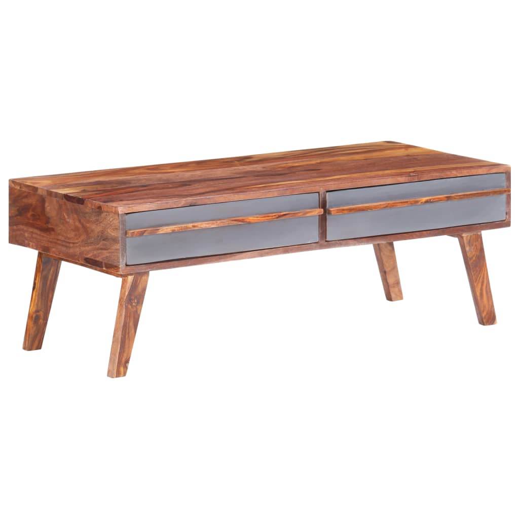 Tavolino da Salotto Grigio 110x50x40 cm Legno Massello