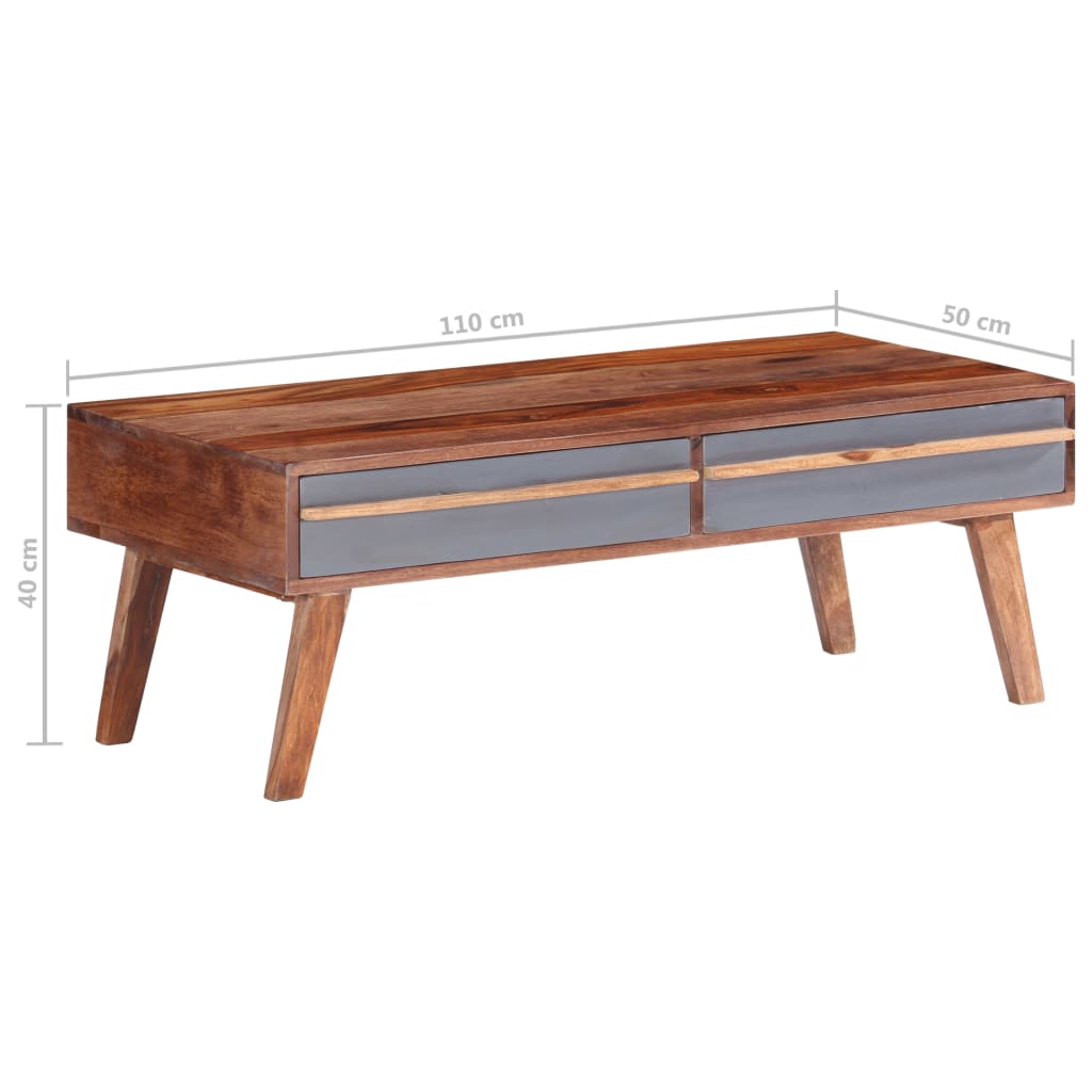 Tavolino da Salotto Grigio 110x50x40 cm Legno Massello