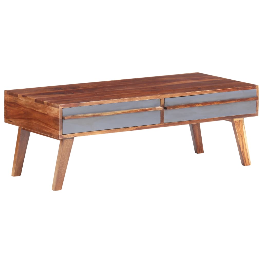 Tavolino da Salotto Grigio 110x50x40 cm Legno Massello