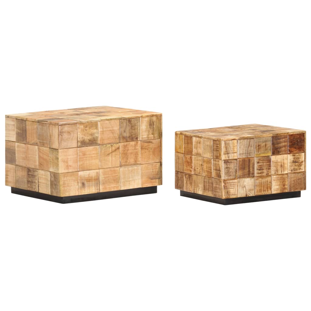 Tavolini da Salotto 2 pz a Blocchi Legno di Mango Grezzo | homemem39