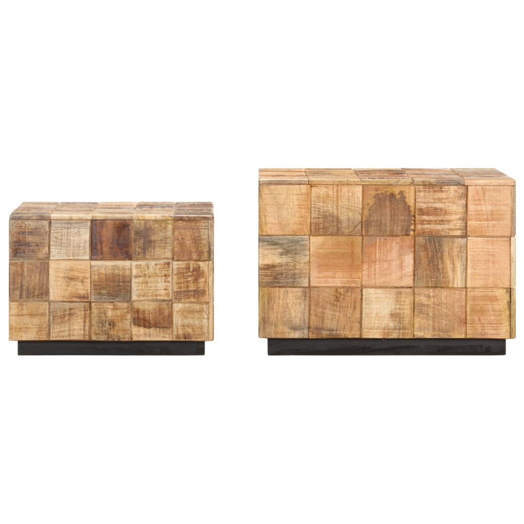 Tavolini da Salotto 2 pz a Blocchi Legno di Mango Grezzo | homemem39