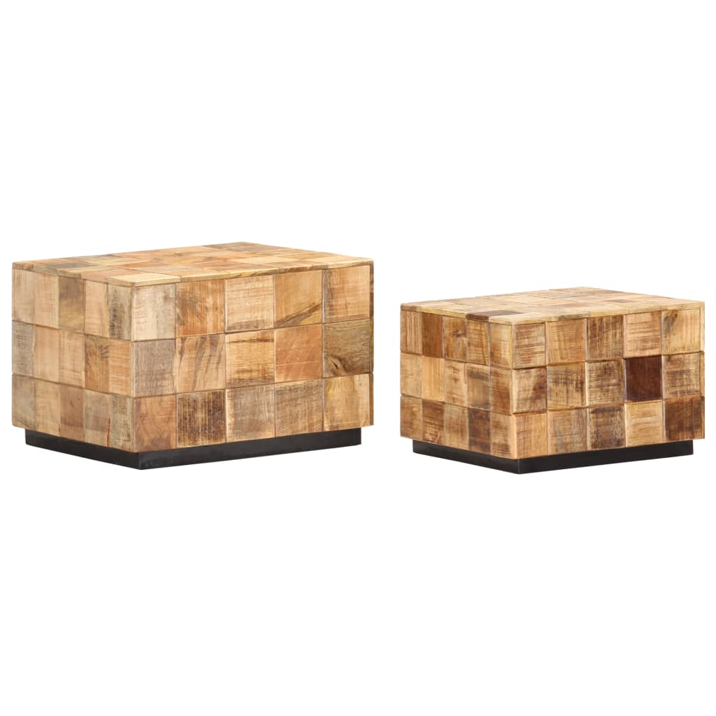 Tavolini da Salotto 2 pz a Blocchi Legno di Mango Grezzo | homemem39