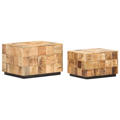 Tavolini da Salotto 2 pz a Blocchi Legno di Mango Grezzo | homemem39