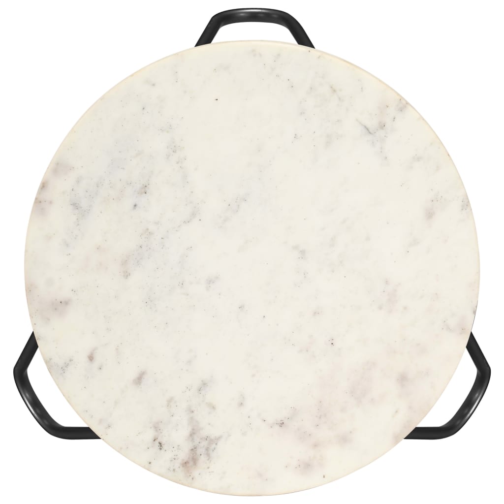 Tavolino da Salotto Bianco 40x40x40cm Pietra Vera Testura Marmo | homemem39