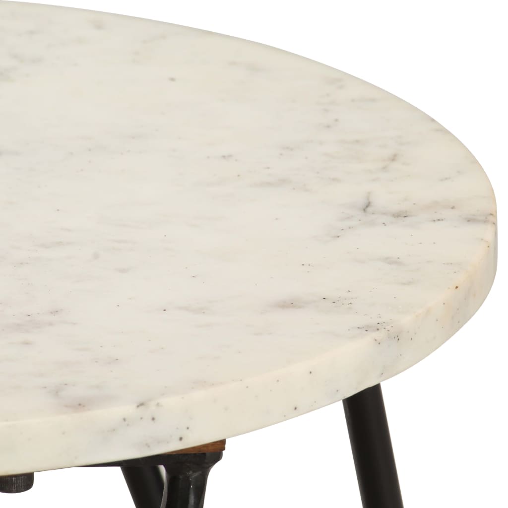 Tavolino da Salotto Bianco 40x40x40cm Pietra Vera Testura Marmo | homemem39