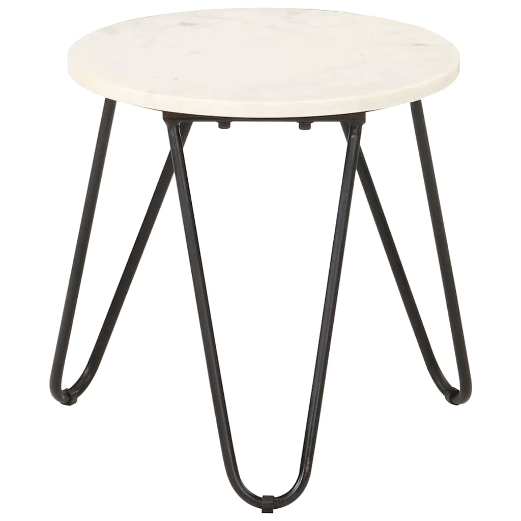 Tavolino da Salotto Bianco 40x40x40cm Pietra Vera Testura Marmo