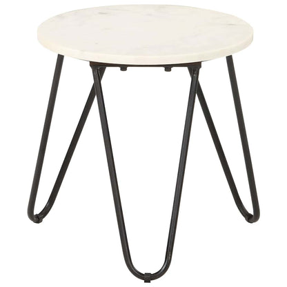 Tavolino da Salotto Bianco 40x40x40cm Pietra Vera Testura Marmo