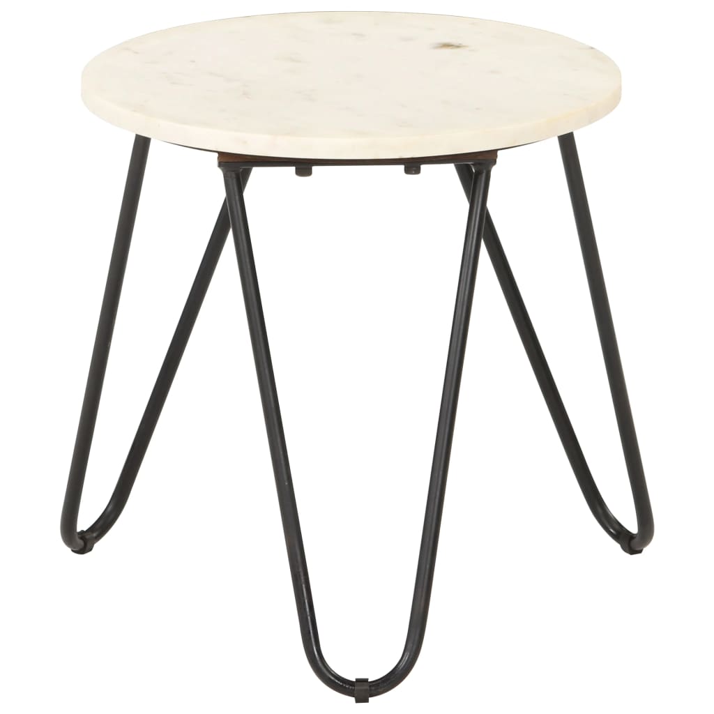 Tavolino da Salotto Bianco 40x40x40cm Pietra Vera Testura Marmo | homemem39