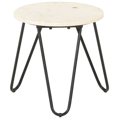 Tavolino da Salotto Bianco 40x40x40cm Pietra Vera Testura Marmo | homemem39