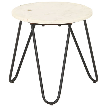 Tavolino da Salotto Bianco 40x40x40cm Pietra Vera Testura Marmo | homemem39