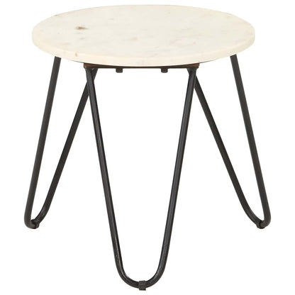 Tavolino da Salotto Bianco 40x40x40cm Pietra Vera Testura Marmo
