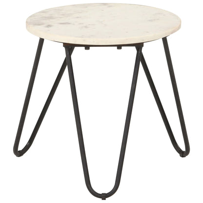 Tavolino da Salotto Bianco 40x40x40cm Pietra Vera Testura Marmo | homemem39