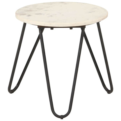 Tavolino da Salotto Bianco 40x40x40cm Pietra Vera Testura Marmo