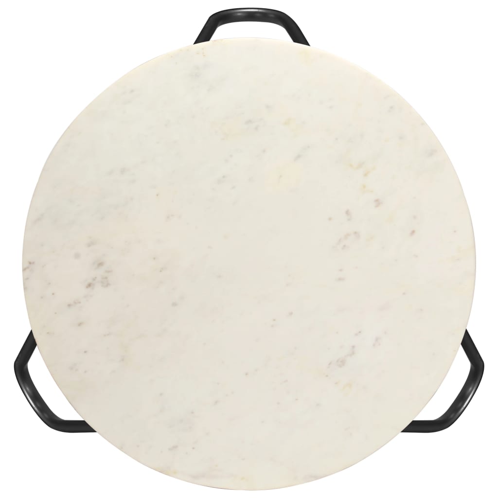 Tavolino da Salotto Bianco 65x65x42cm Pietra Vera Testura Marmo | homemem39