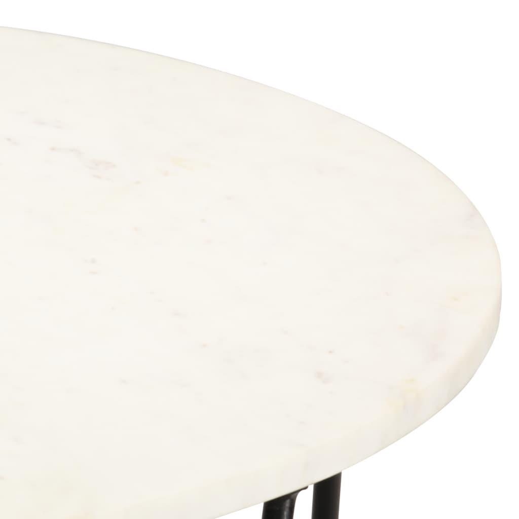 Tavolino da Salotto Bianco 65x65x42cm Pietra Vera Testura Marmo | homemem39