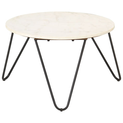 Tavolino da Salotto Bianco 65x65x42cm Pietra Vera Testura Marmo | homemem39