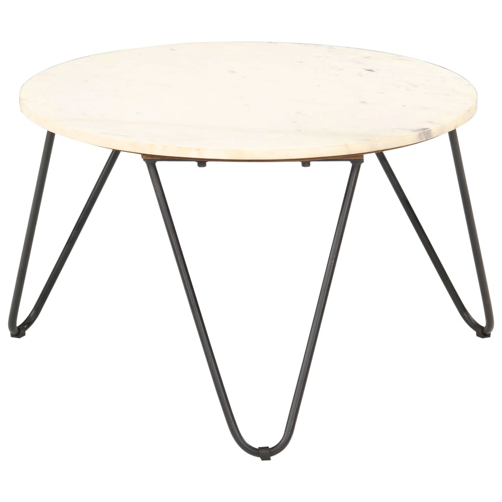 Tavolino da Salotto Bianco 65x65x42cm Pietra Vera Testura Marmo | homemem39