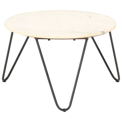 Tavolino da Salotto Bianco 65x65x42cm Pietra Vera Testura Marmo | homemem39