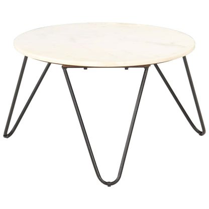 Tavolino da Salotto Bianco 65x65x42cm Pietra Vera Testura Marmo | homemem39