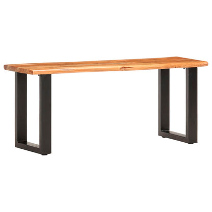 Panca con Bordi Vivi 110 cm in Legno Massello Acacia e Acciaio | homemem39