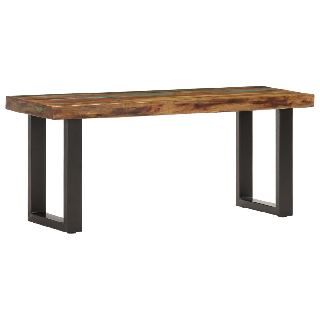 Panca 110 cm in Legno Massello di Recupero e Acciaio | homemem39