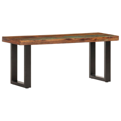 Panca 110 cm in Legno Massello di Recupero e Acciaio | homemem39