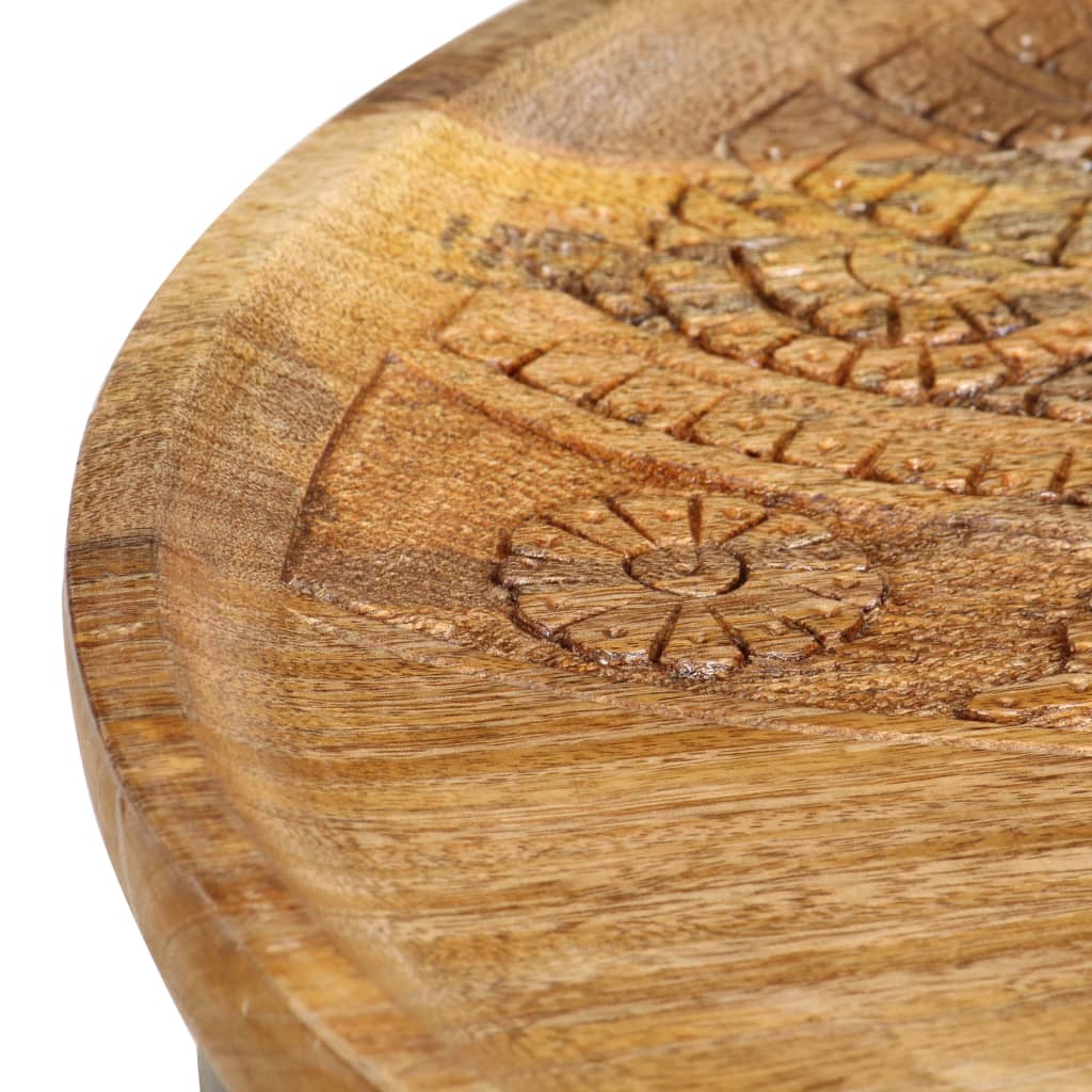 Tavolini Rotondi 2 pz in Legno Massello di Mango e Acciaio - homemem39