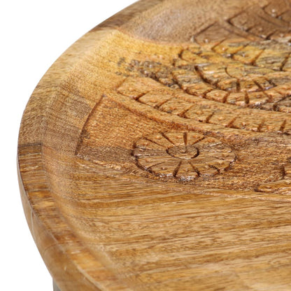 Tavolini Rotondi 2 pz in Legno Massello di Mango e Acciaio - homemem39