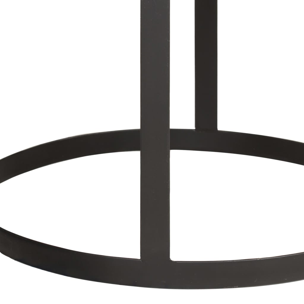 Tavolini Rotondi 2 pz in Legno Massello di Mango e Acciaio - homemem39