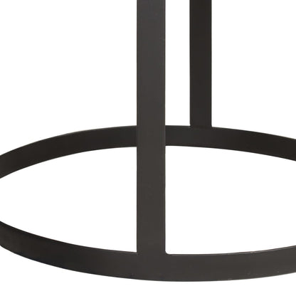 Tavolini Rotondi 2 pz in Legno Massello di Mango e Acciaio - homemem39