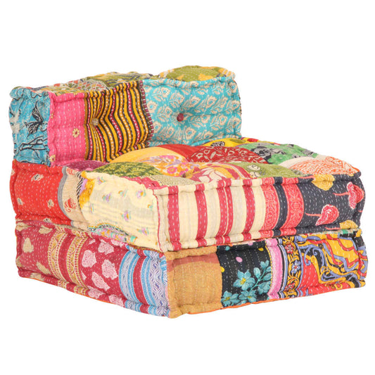 Modular Pouf in Patchwork Fabric