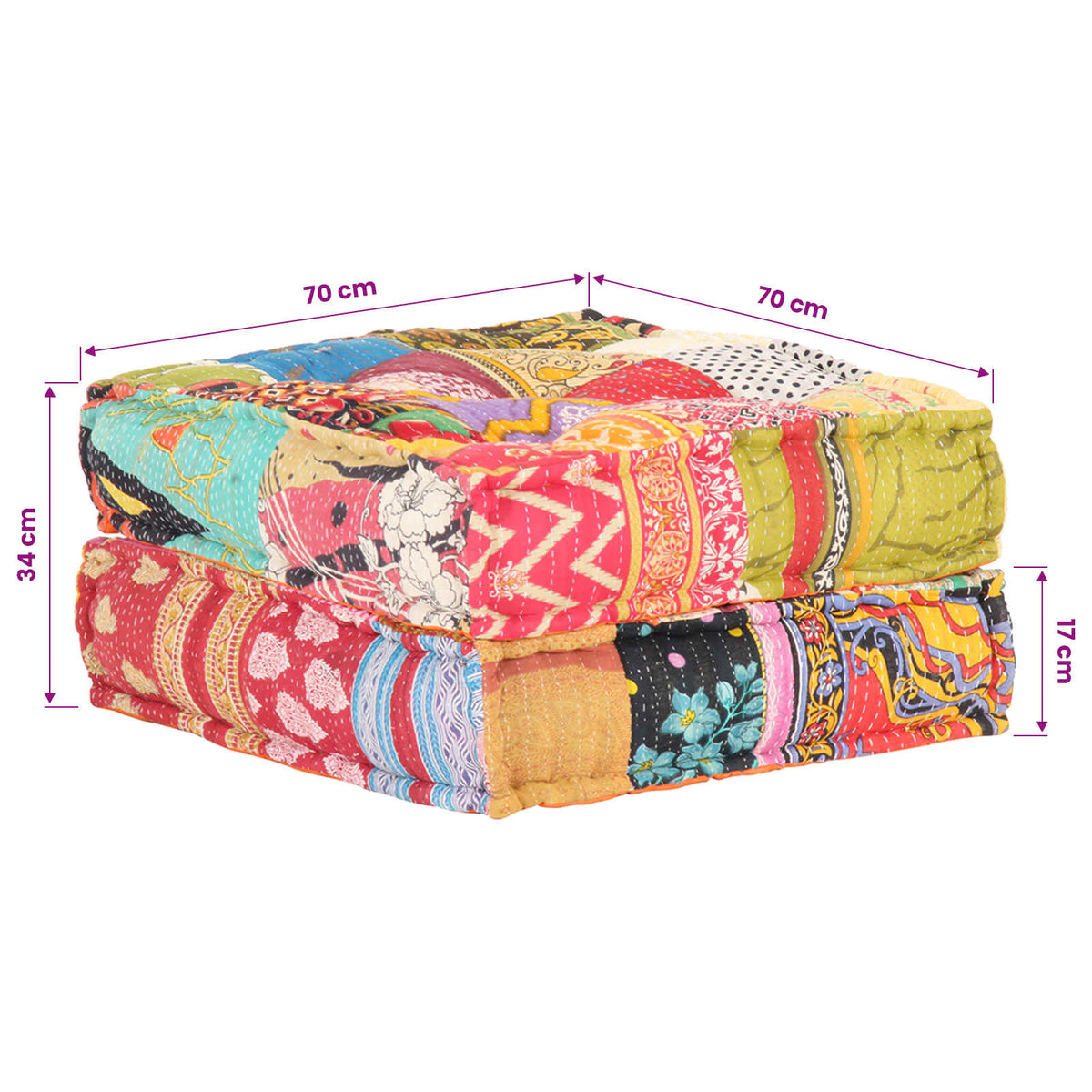 Pouf 60x70x36 cm in Tessuto Patchwork